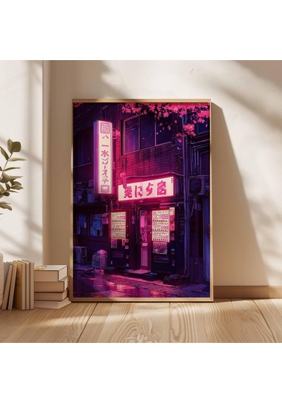 Tokyo Neon Sokak Duvar Sanatı Baskısı Siberpunk Japonya Posteri Gece Şehir Işıkları Sanat Eseri Fütüristik Şehir Dekorasyonu Japon Satış Sahnesi
