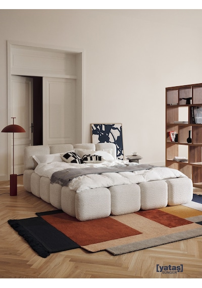 Most Oktagon Bazalı Karyola 180x200 Beyaz Bukle Kumaş İşbir Kuştüyü Sünger