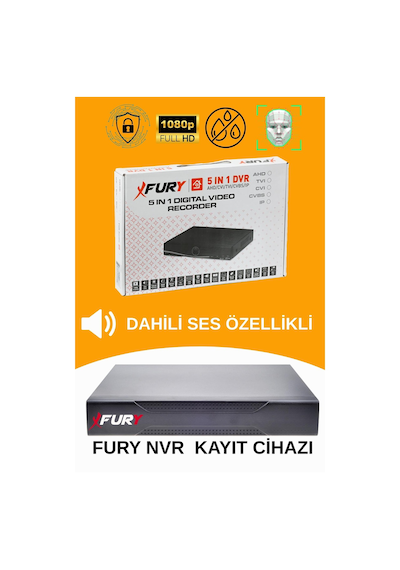 Fury 8 Kameralı Ip Güvenlik Kamerası Seti Sesli 4mp Gece Renkli Su Geçirmez 1506s 320gb