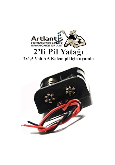 2 Li Pil Yatağı Deney 10 Adet Pil Yuvası Pil Kutusu Aa Kalem Kalın Pil 2x1,5 Volt Yaylı Pil Yuvası