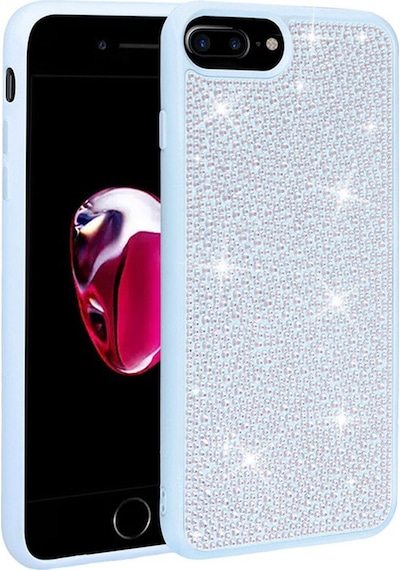 Apple Uyumlu  iPhone 7 Plus Kılıf Parlak Taşlı Tasarım Zore Ston Kapak Mavi Açık