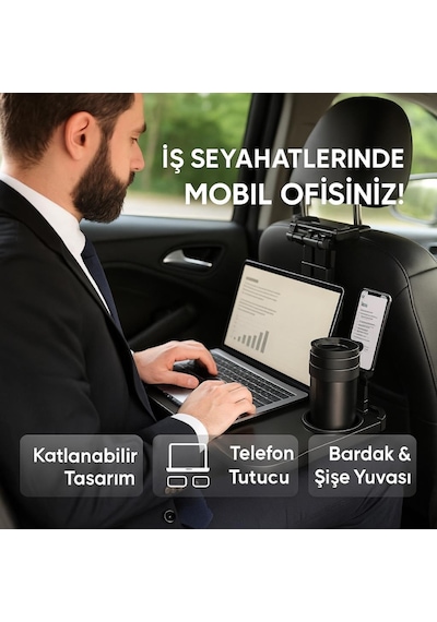 Coofbe Araç Koltuk Arkası Yeme İçme Araç Masası Araç Telefon Tutucu Araç Laptop Tutucu Araç Sehpası