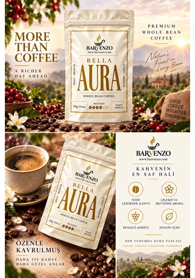 Barvenzo Bella Aura 250 G Çiçeksi Zarafet Nitelikli Kahve Espresso