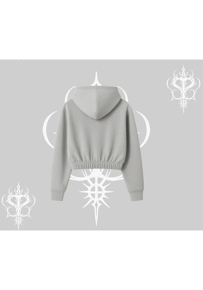 Startmore Beyaz Crop Kapşonlu Sweatshirt Spider Undercover Gri