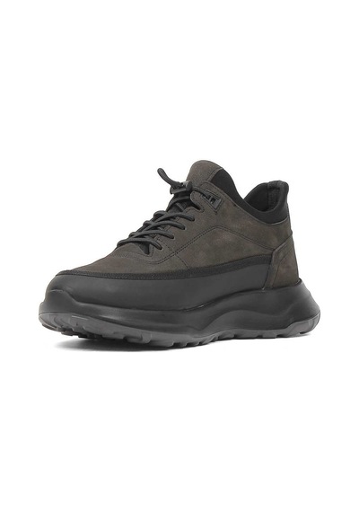 Erkek Antrasit Nubuk Siyah Deri Sneaker