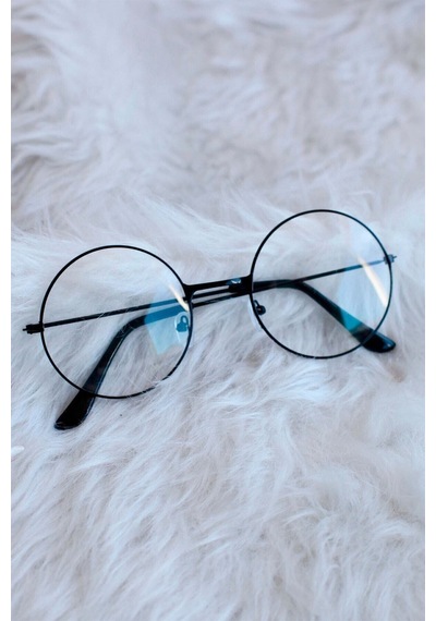 Unisex Siyah Yuvarlak Şeffaf Gözlük Siyah Çerçeve Çok Renkli 27958689