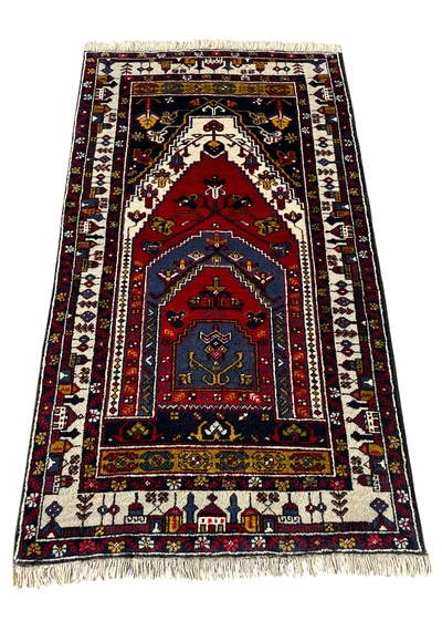 El Dokuma Sıfır Yahyalı Seccade 94x160 Kırmızı Kök Boya Namazlık