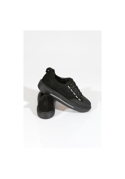 Dgn 9982 Erkek Düz Taban Sneakers Ayakakbi Siyah Süet Siyah
