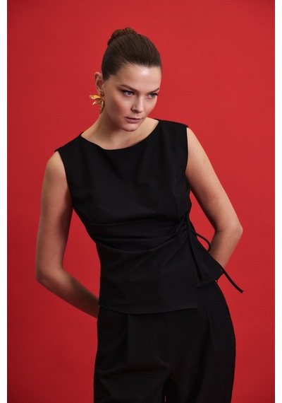 Sateen Lena Bluz - Siyah-136926 Siyah