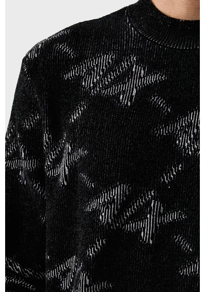 Armani Exchange Tamamı Logolu Regular Fit Bisiklet Yaka Kazak Erkek Kazak Xm002992 Af16916 Fc357 Siyah