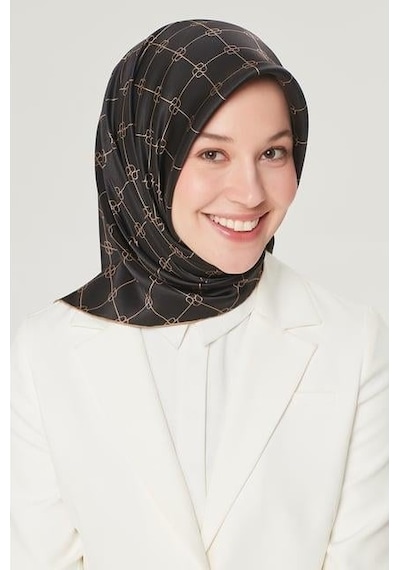 Armine İpek Eşarp Nostalji - 8555-11 Siyah Kahve Sura Siyah Kahve