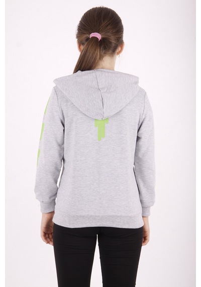 Toontoy Kız Çocuk Billie Eilish Baskılı Sweatshirt Gri Melanj