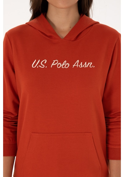 U.S. Polo Assn. Kadın Kiremit Kapüşonlu Sweatshırt 50313559-VR031 U.S. Polo Assn. Kadın Kiremit Kapüşonlu Sweatshırt 50313559-VR031