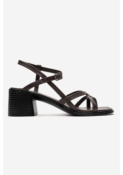 Luvishoes Lavısh Kahverengi Hakiki Deri Kadın Kalın Topuklu Sandalet Kahverengi
