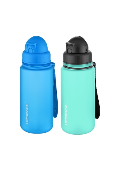 Uzspace 2'li Pipetli Tritan Matara Seti 400 Ml Fiftyfifty -3024seta Mavi - Buz Mavisi
