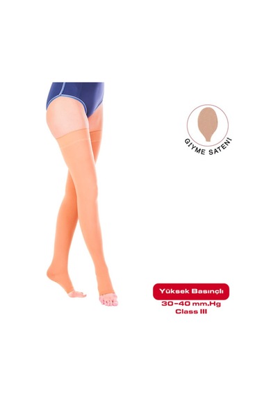 Diz Üstü Varis Çorabı Açık Burun Yüksek Basınç 30-40 Variteks 901 (236482922) Ten Rengi CCL3 4XL Açık Uzun