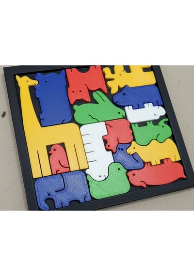 3d Baskı Hayvan Figürlü Ahşap Görünümlü Puzzle Oyunu - Eğitici Zeka Ve Şekil Eşleştirme Oyuncağı