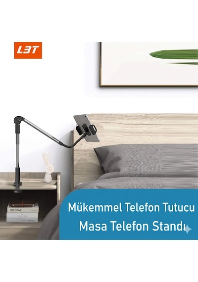 Samsung Galaxy S25+ Uyumlu Profesyonel Metal Akrobat Telefon Tutucu 360 Hareketli Masaüstü Standı