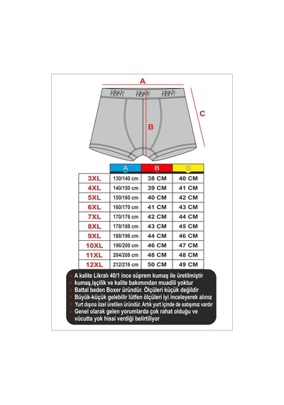 Black Horn Büyük Beden Boxer Battal Boy Likralı Boxer Siyah
