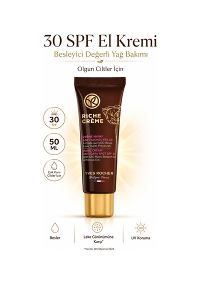 Spf 30 Lekakarşıtı Besleyici Yaşlanma Karşıtı El Kremi 50 Ml - 30 Değerli Yağ Ve Meyankökü Kompleks