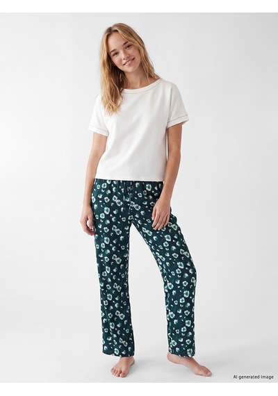 Lcw Dream Yeşil Beli Lastikli Çiçekli Kadın Pijama Altı