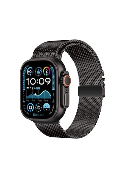 Ayrex Apple Watch Ultra 1/2/3 49mm İle Uyumlu Kordon Titanyum Kelebek Klipsli Milano Loop 121
