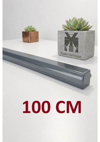 Antrasit Dekoratif Ray Alüminyum 2 Kanallı Dekoratif Metal Perde Kornişi Antrasit100cm - 855867284 Antrasit100cm