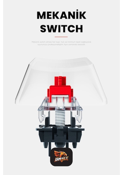 Strike Plus Mekanik Red Switch Klavye Hot Swap Anti Ghosting Türkçe Örgü Kablo Oyuncu Klavyesi Siyah