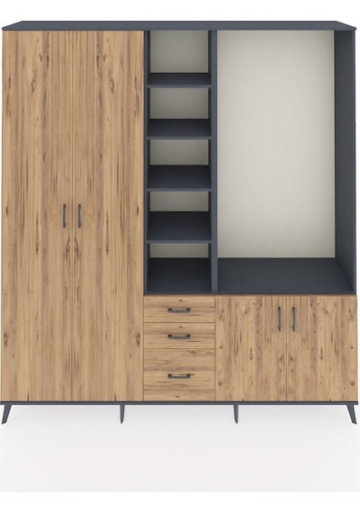Hyperion Dolap 13 Raflı 3 Çekmeceli 4 Kapaklı 220x44x243 Antrasit-çam/çam Çok Renkli Hyperion Dolap 13 Raflı 3 Çekmeceli 4 Kapaklı 220x44x243 Antrasit-çam/çam Çok Renkli