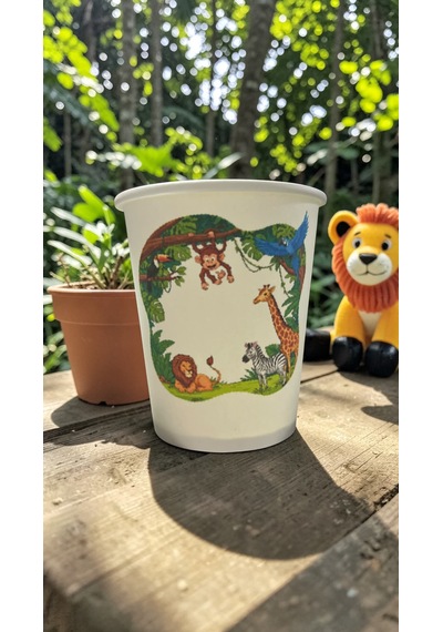 Hayvan-orman-amazon-zoo Doğumgünü Parti Temalı Tek Kullanımlık 7 Oz 100 Adet Karton Bardak