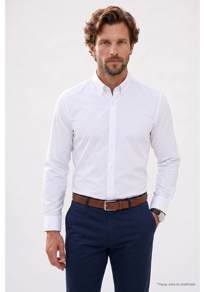 Tudors Regular Fit Rahat Kesim Oxford Doku Uzun Kollu Düğmeli Yaka Pamuklu Beyaz Erkek Gömlek-52911 Tudors Regular Fit Rahat Kesim Oxford Doku Uzun Kollu Düğmeli Yaka Pamuklu Beyaz Erkek Gömlek-52911
