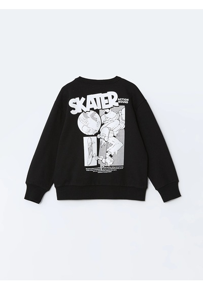 LC Waikiki Lcw Kids Siyah Bisiklet Yaka Erkek Çocuk Sweatshirt New Blakız Çocuk