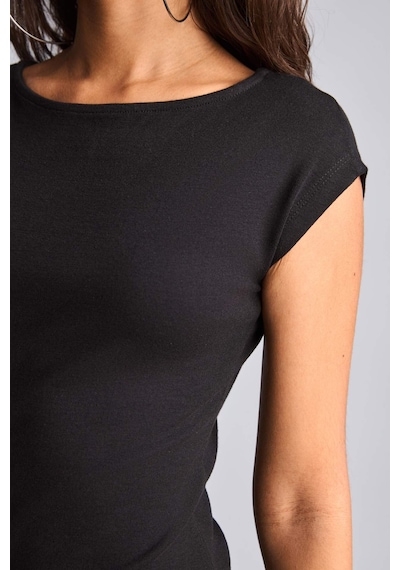 Defacto Pamuklu Bodycon Vücudu Saran Dik Yaka Modal Kısa Kollu Midi Elbise H0862ax26aubk81 Siyah-bk81