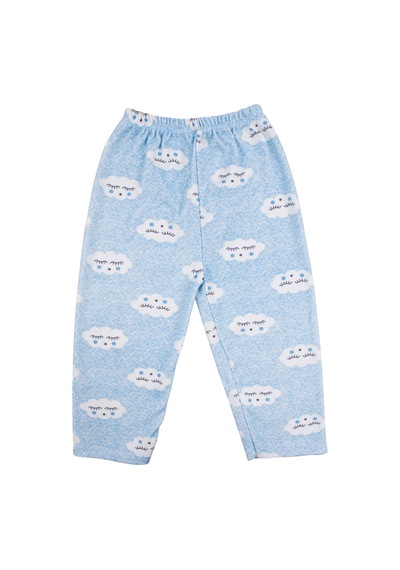 Bebegen Erkek Bebek Bulut Desenli Alt Üst Mavi 2'li Pijama Takım Çok Renkli