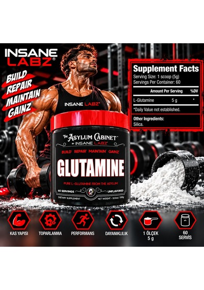 Insane Labz Glutamine Recevory Support 60 Servings Aromasız