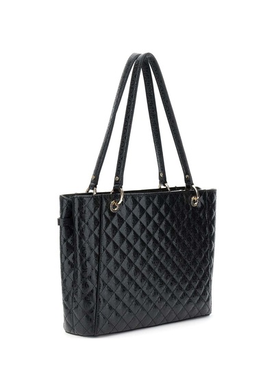 Guess Kadın Kapitone Ve Monogram Desenli Tote Çanta - Siyah Siyah