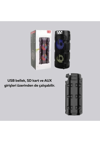 Bluetooth 5.0 Kablosuz Hoparlör Çift Sürücülü Bass Destekli Usb Sd Aux Girişli Taşınabilir