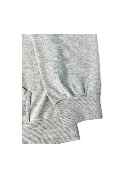 Medinenur El Yazı Detaylı 2 İplik Şardonlu Kapüşonlu Sweatshirt Gri