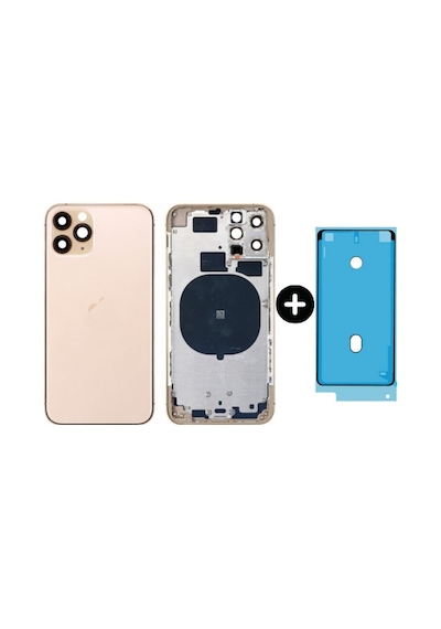 Apple Uyumlu iPhone 11 Pro Max Boş Kasa Altın + Sıvı Ve Toz Bandı