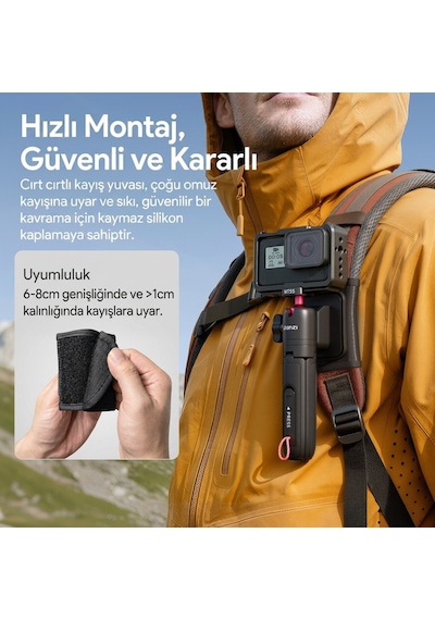 Ulanzi Mt55 Snapgo 4 İn 1 Mini Selfie Stick Tripod Telefon Ve Aksiyon Kamera Uyumlu - T165 Siyah