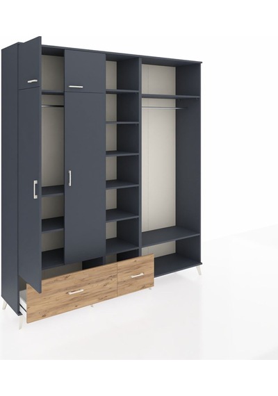 Hyperion Dolap 12 Raflı 2 Çekmeceli 2 Askılı 220x44x243 Antrasit-antrasit/çam Antrasıt/atlas Çam Hyperion Dolap 12 Raflı 2 Çekmeceli 2 Askılı 220x44x243 Antrasit-antrasit/çam Antrasıt/atlas Çam
