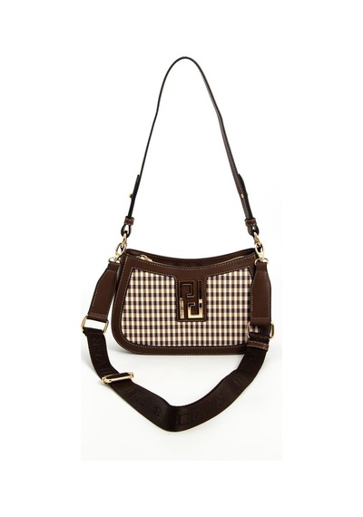 Silver Polo Sp1132 Kadın Çapraz Çanta Ekose Line Kare Kahve Sarı-kahve
