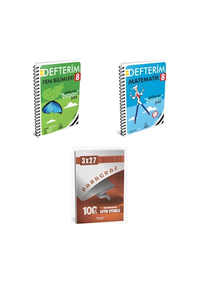 2027 Arı 8 Sınıf Defterim Fen Fenito Bilimleri + Matematik Matemito Konu + Anla Kazan Paragraf Deneme 3'lü Set
