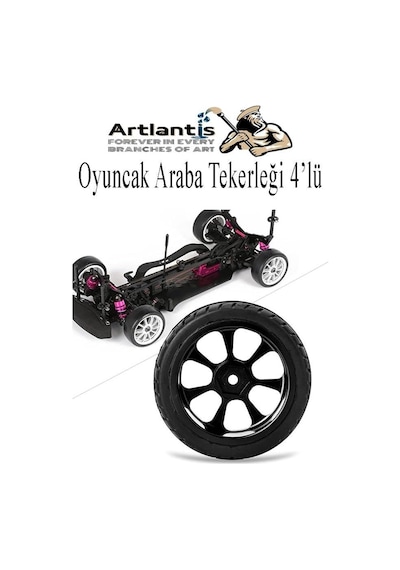 Artlantis Oyuncak Araba Tekerleği Seti 4 Lü 1 Paket Plastik Tekerlek Deney İçin 2 Adet Metal Şaft Proje Deney Seti Genel