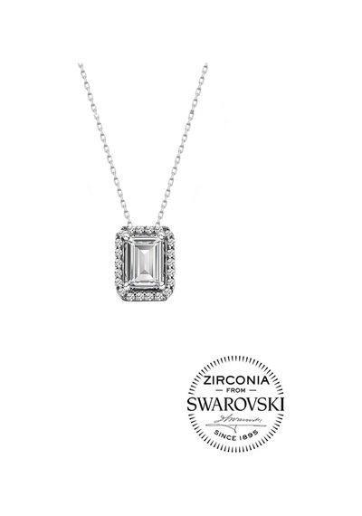 Gümüş Swarovski Baget Taşlı Pırlanta Modeli Kolye (536539207)