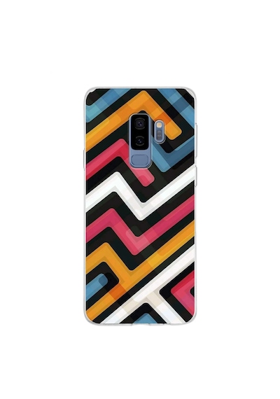 Samsung Galaxy Uyumlu S9 Plus Kapak Labirent Grafiti Tasarımlı Şeffaf Silikon Kılıf Şeffaf