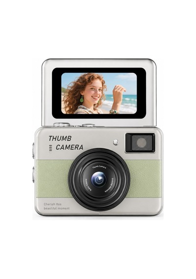 48mp 4k Mini Dijital Fotoğraf Makinesi 2.4'' Döner Selfie Ekranı Otomatik Odaklama Led Flaş Şarj Edilebilir Krem - 913421808