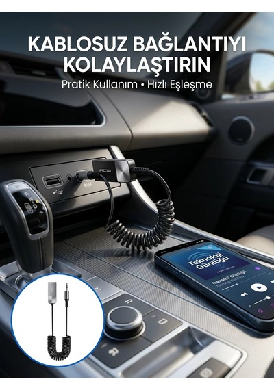 Usb Bluetooth Aux Ses Adaptörü Kablosuz Müzik Aktarım Cihazı