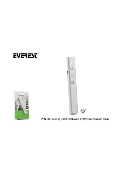 Everest Psn-08B Gümüş 2.4Ghz Kablosuz Profesyonel Sunum Cihazı