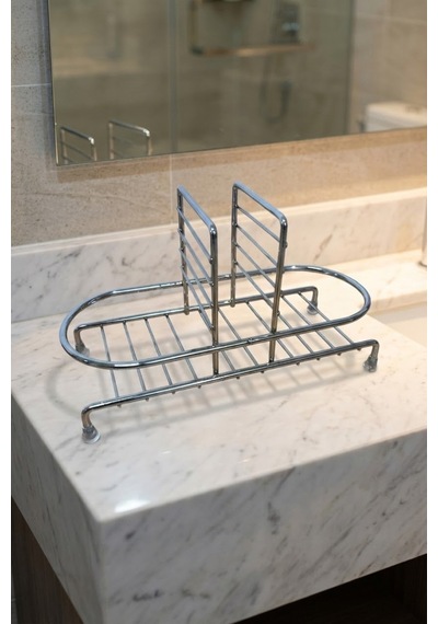 Makri Home Siyah Sıvı Sabunluk Standı Tezgah Üstü Banyo Mutfak Düzenleyici, Gümüş Oval Organizer Gümüş